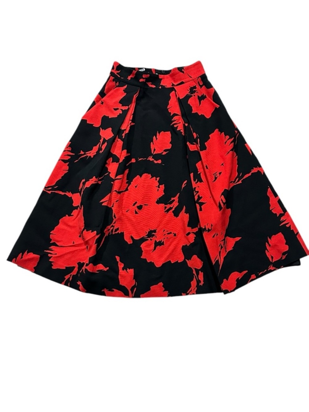 Carlisle A-line Floral Poppy Pleated Skirt